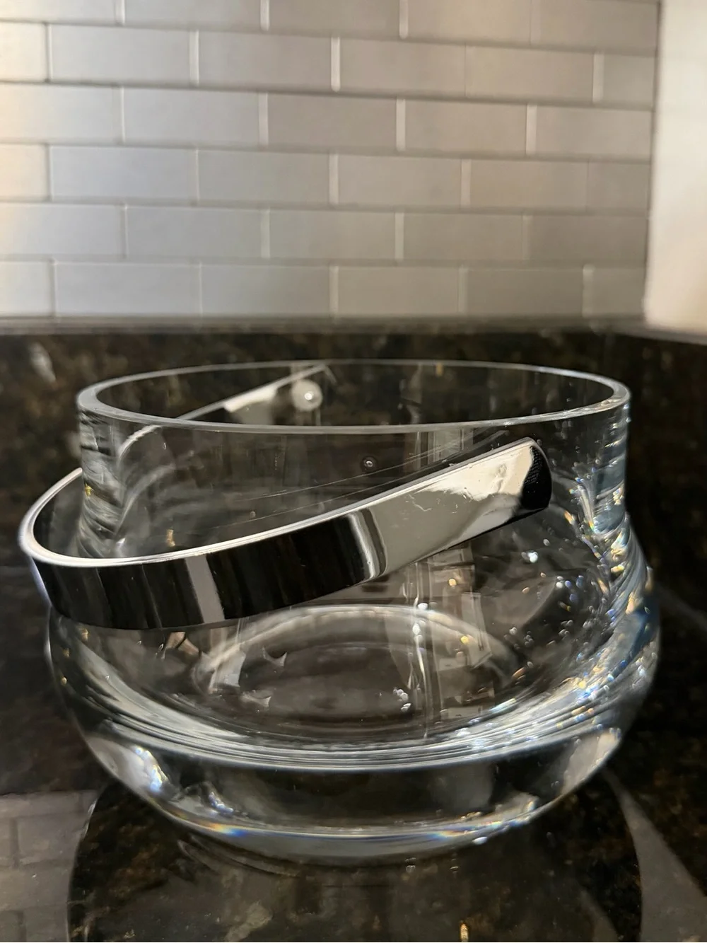 Vintage Boda Sweden Glass Ice Bucket Silver Handle | MCM Vintage Barware